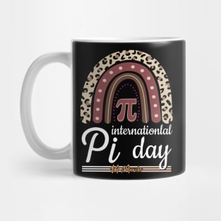 Pi Day 14 March Math Teacher Leopard Rainbow Mug